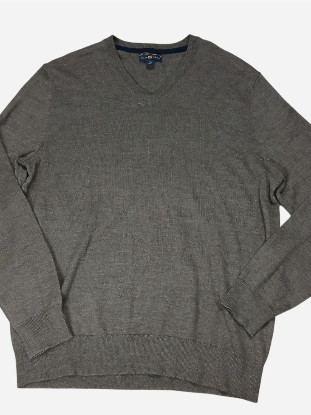 Club Room Sweater Mens M Brown Knit Merino Wool Blend Pullover V Neck Soft